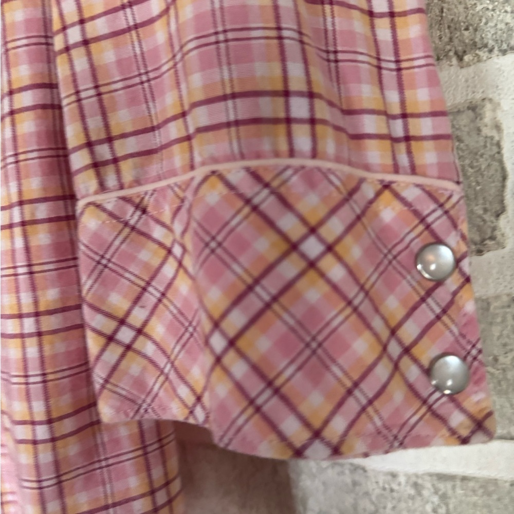 Pink Plaid Women's Button Down Shirt - Picture 3 of 6
